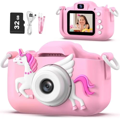OUTUVAS Kids Camera for Girls, Kids Selfie Camera 3-12 Years Old Girls Christmas Birthday Gift for Girls, Little Girls Toys for 3 4 5 6 7 8 9 Years Old. (Pink)