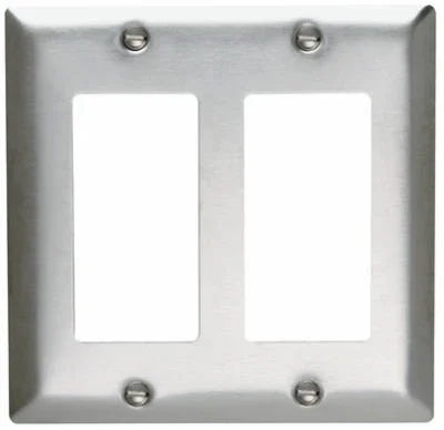 Pass & Seymour Wall Plate, 2-gang, Stainless Steel