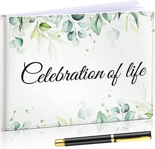 Patelai Funeral Guest Book with Pen Memorial Service Celebration of Life Sign in Book for Funeral Leather Cardinal in Loving Memorial Gift, 112 Pages(Celebration of Life)