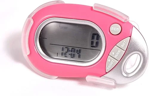 PE771 Walking 3D Pedometer with Clip and Strap | 7 Day Memory, Accurate Step Counter, Walking Distance Miles/Km, Calorie Counter, Target Goal, Active Time