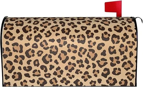 Perinsto Leopard Print Mailbox Covers Magnetic Waterproof Animal Skin Texture Mail Cover Letter Post Box Wraps for Home Garden Yard Decor, 21×18 in