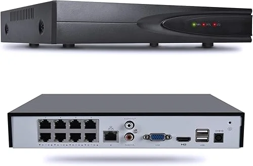 PG108H-8P 4K (8MP) 8 Channel Network Video Recorder for POE Security Camera System, 8CH NVR with AI Motion Detection, Easy Remote Access, Smart Playback,Supports up to 14TB HDD (Not Included)