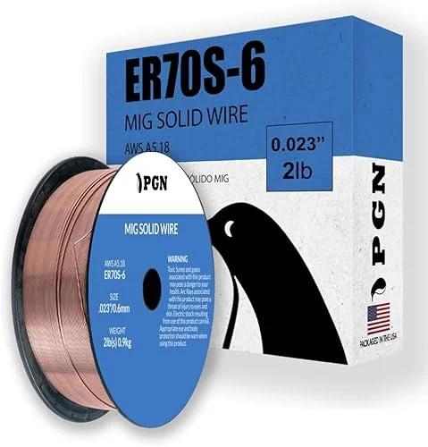 PGN Solid MIG Welding Wire – ER70S-6 .023 Inch – 2 Pound Spool – Mild Steel MIG Wire with Low Splatter and High Levels of Deoxidizers – For All Position Gas Welding
