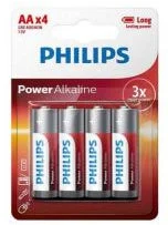Philips Power Alkaline AA Batteries, 4 ct