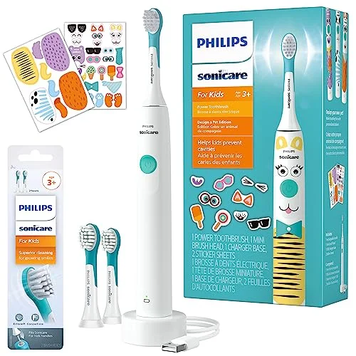 PHILIPS Sonicare for Kids Design a Pet Edition, Corded Electric, Brush Head Bundle, BD1005/AZ
