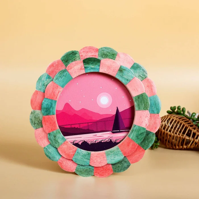 Pink & Green Scalloped Picture Frame, 4×4