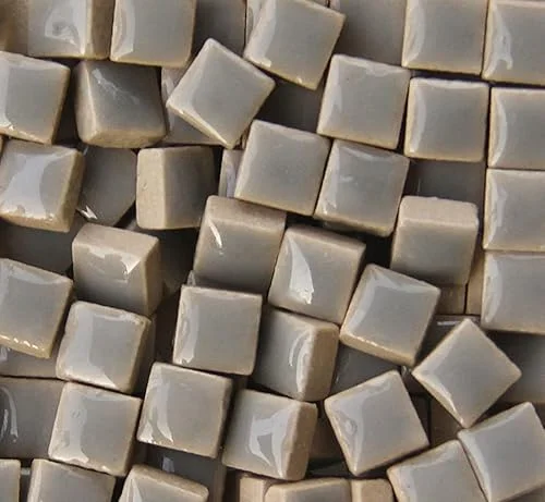 PINUO&KE 200 Pieces / 200 g Square Shapes 0.4×0.4 inch Square Ceramic Mosaic Mosaic Tiles for Crafts, Colorful Stained Glass Pieces for Mosaic Projects – White