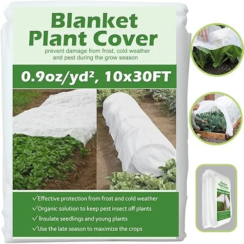 Plant Covers Freeze Protection 10 ft x 30 ft Floating Row Cover 0.9oz/yd² Garden Fabric Plant Cover for Winter Frost/Sun Pest Protection (10FT X 30FT)