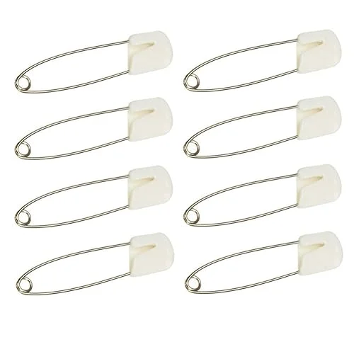 Plastic Head Baby Safety Pin Diaper Pins 2.1inch Cloth Nappy Safety Pins,Pack of 100 (White)