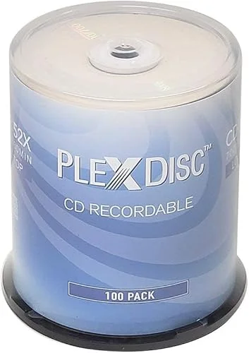 PlexDisc CD-R 700MB 80 Minute 52x Recordable – 100 Pack Cake Box (FFP) 631-805-BX, 100 Discs