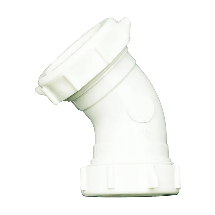 Plumb Pak PP55-7W Drain Pipe Elbow, 1-1/2 in, Slip-Joint, PVC, White