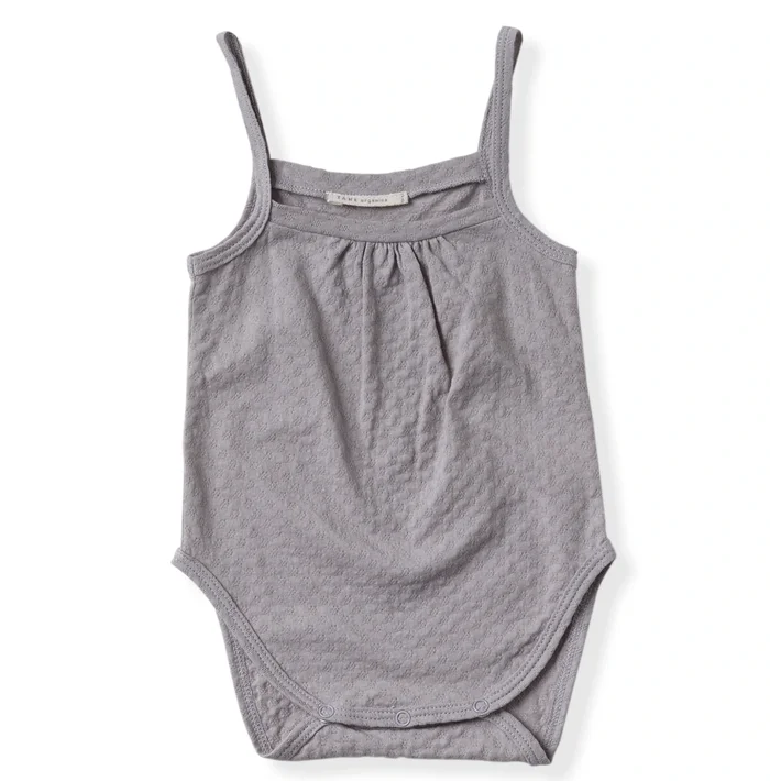 Pointelle Tank Onesie – Graphite