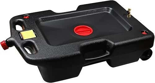 PONO AA075 Portable Oil Drain Pan, 15 Gallon Low Profile Oil Drain Container-58 Quart Large Opening with Seal Cap Oil Change Pan for Trucks, Buses, RVs