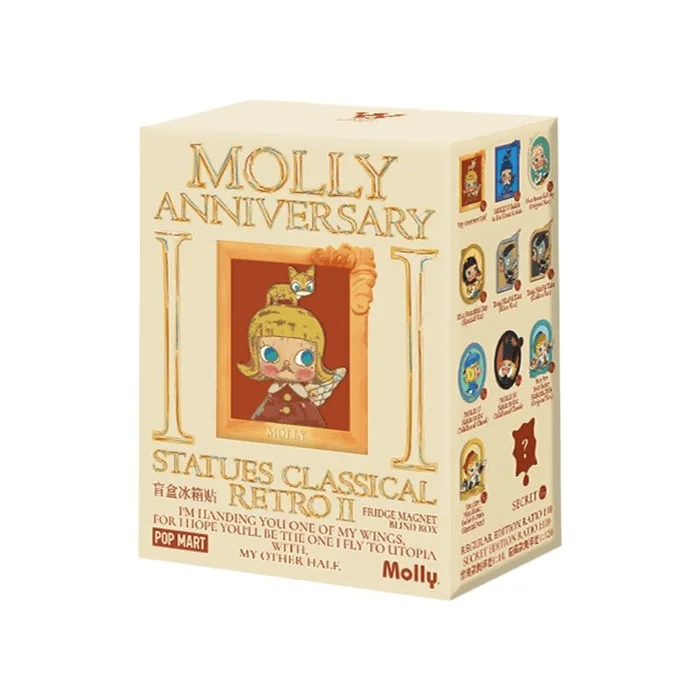 POPMART MOLLY Anniversary Sculpture Classic Return 2 Series Blind Box Fridge Magnet 9cm*1 Piece