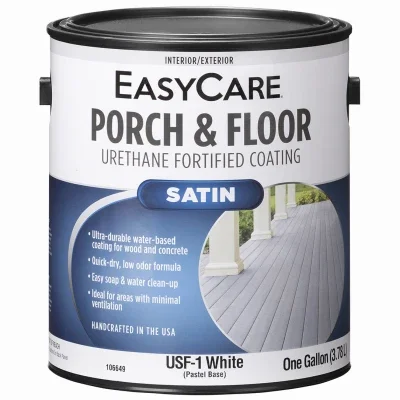 Porch & Floor Exterior Satin Coating, Urethane Fortified, White, Pastel Base, 1 Gallon