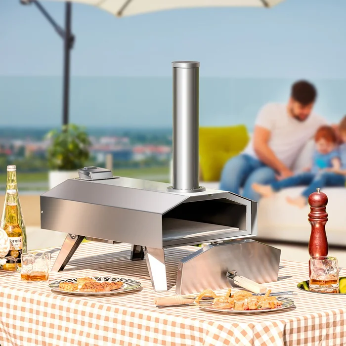 Portable Stainless Steel Outdoor Pizza Oven with 12-Inch Pizza Stone