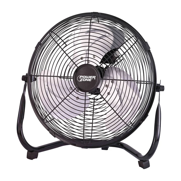 PowerZone LF-14 Floor Fan, 120 VAC, 14 in Dia Blade, 3-Blade, 3-Speed, 120 deg Rotating, Black