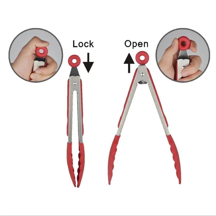 Premium 2 Pieces Silicone Tip Serving Tongs