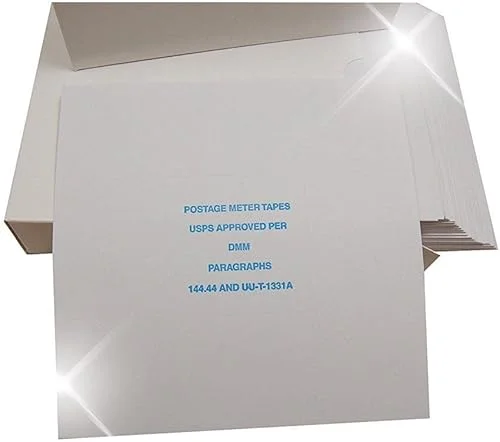 Premium Adhesive/Bright White 600 Pinwheel Postage Meter Tapes 5×5 Compatible with Hasler, Neopost, PB and Francotyp Postalia by Preferred Postage Supplies