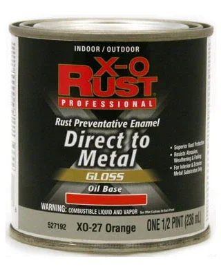 Premium Anti-rust Oil-base Paint, Gloss Orange, Interior/exterior, 1/2 Pt.