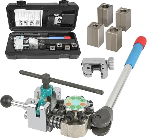 Professional Brake Line Flaring Tool Kit 45 Degree Flare, Single Flare, Bubble Flare, Double Flare for 3/16′, 1/4′, 5/16′, 3/8′, Brake Repair Brake Flaring Tools Brake Line and Tubing Flaring Tool