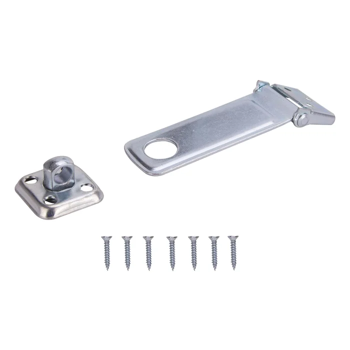 ProSource BH-707ZP3L-PS Safety Hasp, 4-1/2 in L, 4-1/2 in W, Steel, Zinc, 3/8 in Dia Shackle, Swivel Staple
