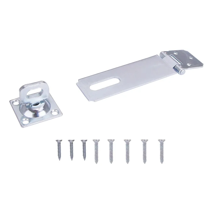 ProSource LR-126-BC3L-PS Safety Hasp, 4-1/2 in L, 4-1/2 in W, Steel, Zinc, 3/8 in Dia Shackle, Swivel Staple