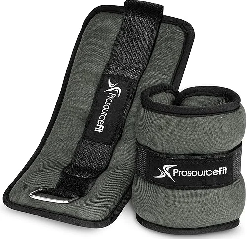 ProsourceFit Ankle/Wrist and Arm/Leg Weights Set of 2, Adjustable Strap 1 lb-5 lb, Adjustable Weight 15 lb, 10 lb, 7 lb for Men and Women