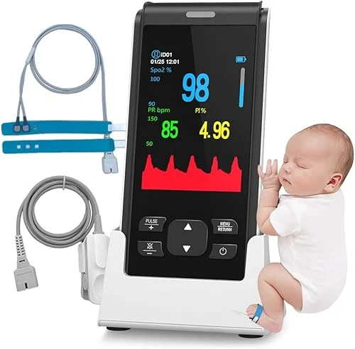 Pulse Oximeter-HOLFENRY Handheld Pulse Oximeter for Baby&Adult,Infant Pulse Oximeter Fingertip Rechargeable with Continuous Monitor&Alarm,FSA/HSA Eligible