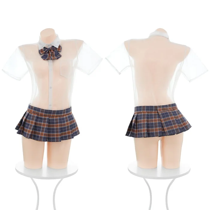 Pure campus perspective shirt plaid JK suit bare buttocks free to take off uniform temptation sexy underwear 1 piece