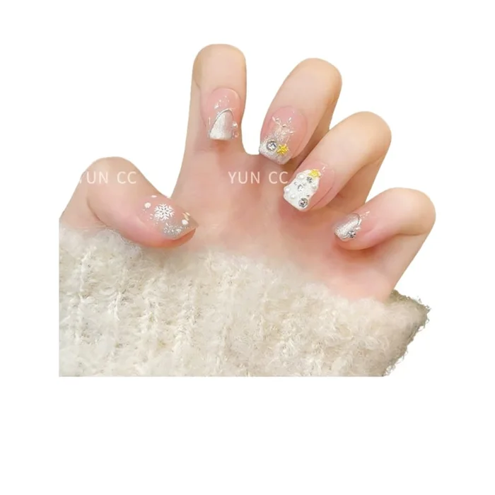 Pure handmade nail art high-quality finished cat's eye short nail patch Winter Romance M10 pieces *1 box