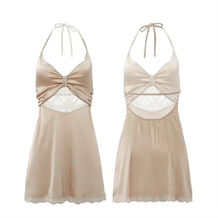 Pure rhyme wife deep V big backless suspenders hot nightdress flirting sexy free erotic lingerie1 piece