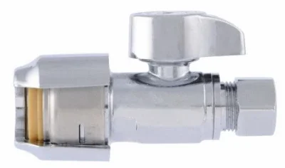 Push-fit Straight Stop Valve, Quarter Turn, 1/2 X 3/8 In. Od, 4-pk.