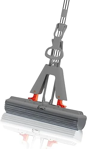 PVA Sponge Mops for Floor Cleaning, Self Wringing Mop for Tile Floor in Bathroom and Kitchen, Wood Floor Mop with Sponge Mop, Best Mops for Floor Cleaning with Stainless Steel Handle