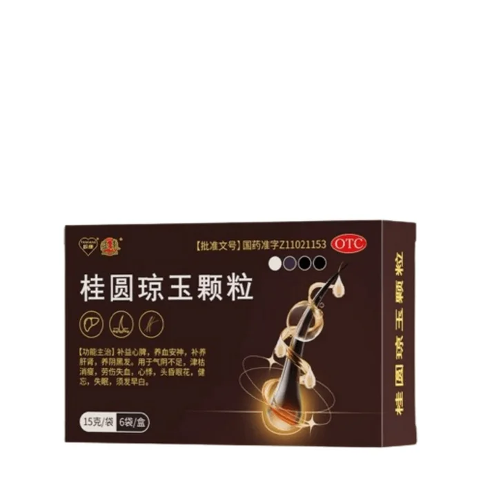 Qiongyu Granules Punch Liver and Kidney Insufficiency Dizziness Insomnia Gray Hair Turning Black 15g*6bag/box