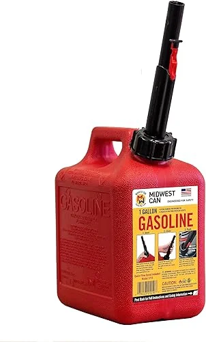 Quick-Flow Spout Midwest Can 1210 Auto Shut Off Gasoline Can – 1 Gallon