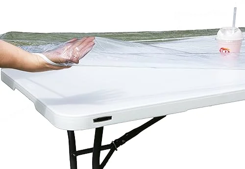 Rally Home Goods Outdoor Fitted Vinyl Rectangular Tablecloth for 6 FT Table (30 x 72''), Waterproof Wipeable Cover, Crystal Clear Odorless Plastic for Camping Parties Picnic
