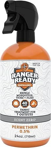 Ranger Ready Repellents Permethrin Spray for Clothes and Outdoor Gear – Permethrin Insect & Tick Repellent – Scent Zero (24 fl oz, Pack of 1)