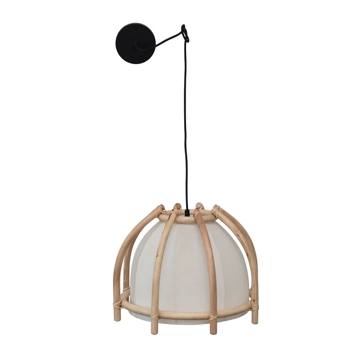 Rattan and Cotton Pendant Lamp
