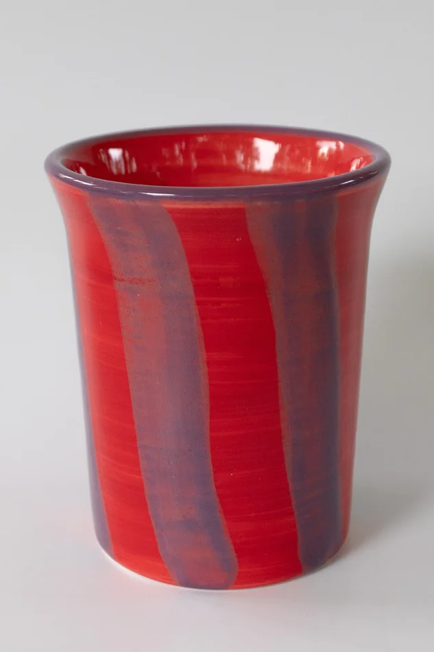 Red and Purple Stripes Ceramic Cup