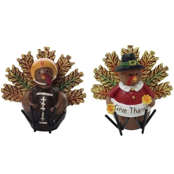 Resin Football/Pilgrim Turkey Figurine Assortment