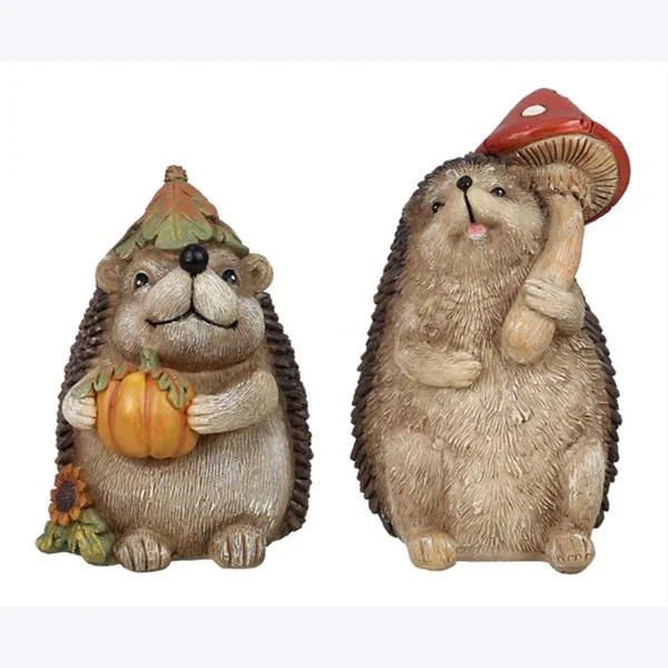 Resin Hedgehog with Mushroom Assortment