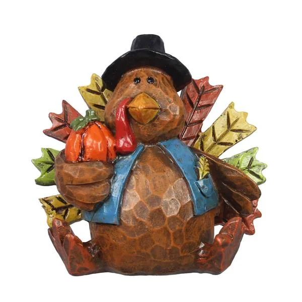 Resin Tabletop Turkey with Pilgrim’s Hat