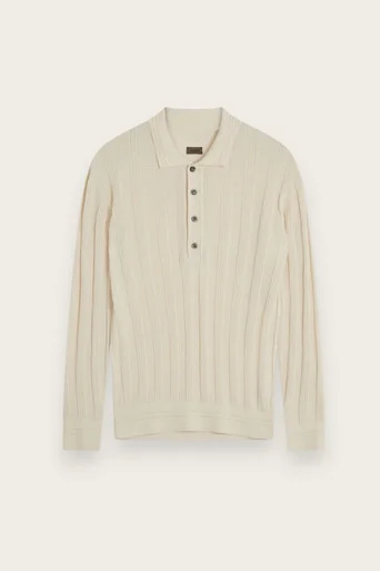 Ribbed Polo Shirt Knit – Ivory