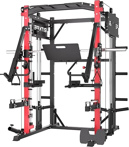 RitKeep PMAX-4750 for Beginner Fitness Training Machine with Jammer Arms, 1800lbs Squat Rack with LAT-Pull Down System & Cable Crossover Machine, Training Equipment with Leg Hold-Down Attachment