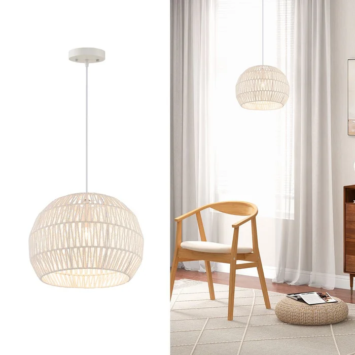 Round Paper Pendant Light Fixture