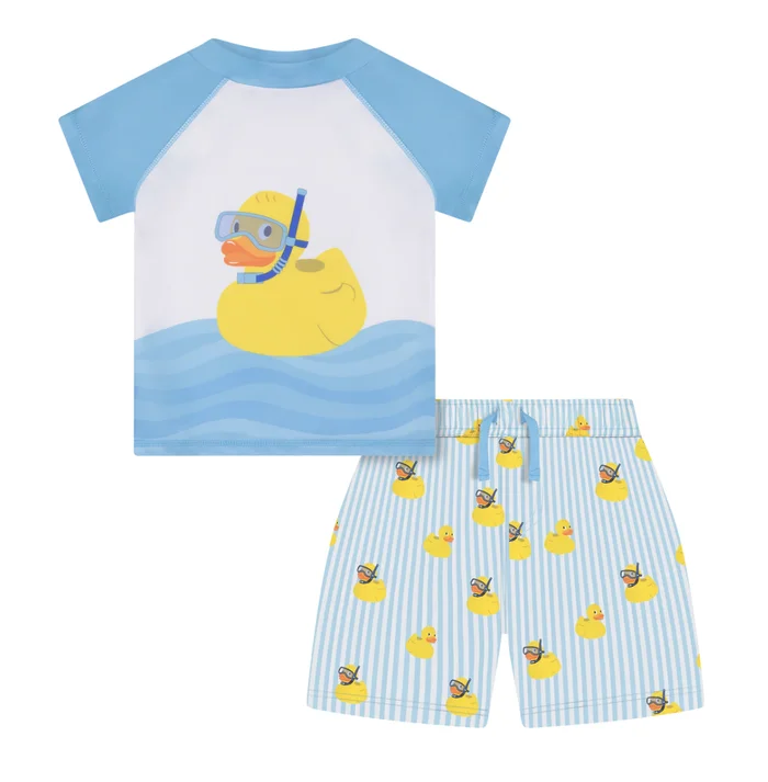 Rubber Ducky Rashguard And Swim Set