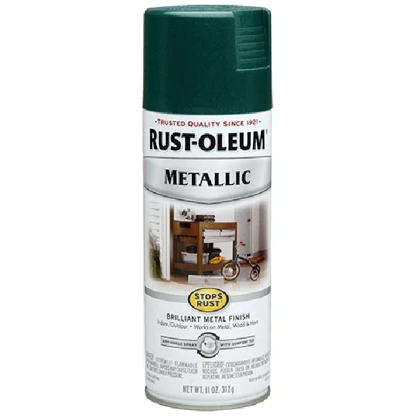 RUST-OLEUM 7252830 Spray Paint, Metallic, Racing Green, 11 oz, Aerosol Can