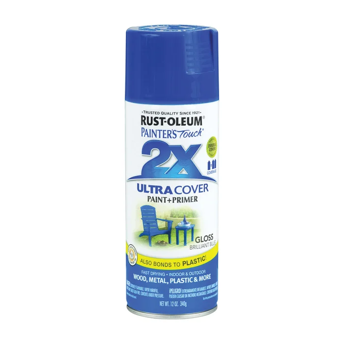 RUST-OLEUM PAINTER'S Touch 249120 Gloss Spray Paint, Gloss, Brilliant Blue, 12 oz, Aerosol Can