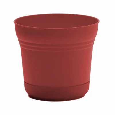 Saturn Planter & Attached Saucer, Plastic, Burnt Red, 5 In.